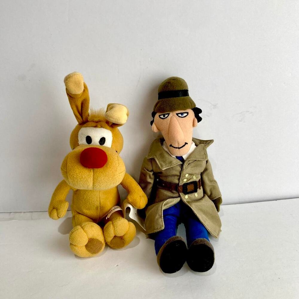Disney Store Vintage Inspector Gadget and Brain Bean Bag Plush 90s Stuffed Toy